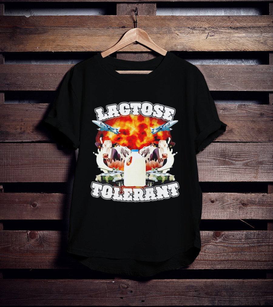 Lactose Tolerant Milk Cow Conflict With Military Jets And Tanks Explosion T-Shirt