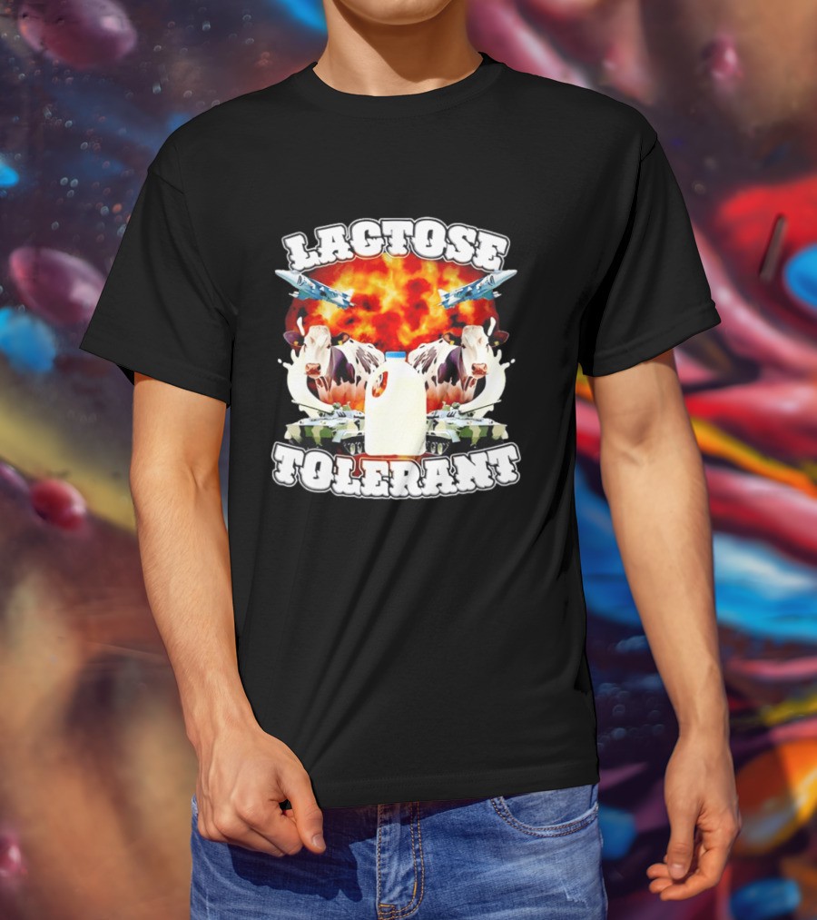 Lactose Tolerant Milk Cow Conflict With Military Jets And Tanks Explosion T-Shirt