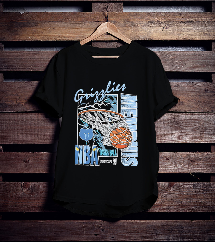 Grizzlies Memphis Basketball NBA Bear Logo And Hoop T-Shirt