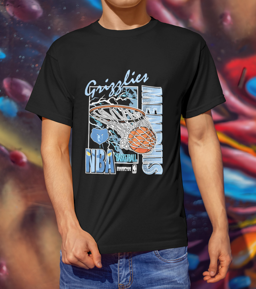 Grizzlies Memphis Basketball NBA Bear Logo And Hoop T-Shirt