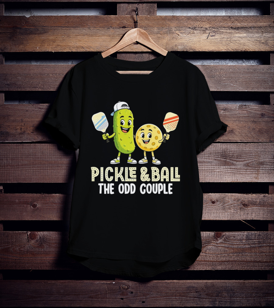 Pickleball Pickle And Ball The Odd Couple Pickle & Ball Paddle Fun T-Shirt