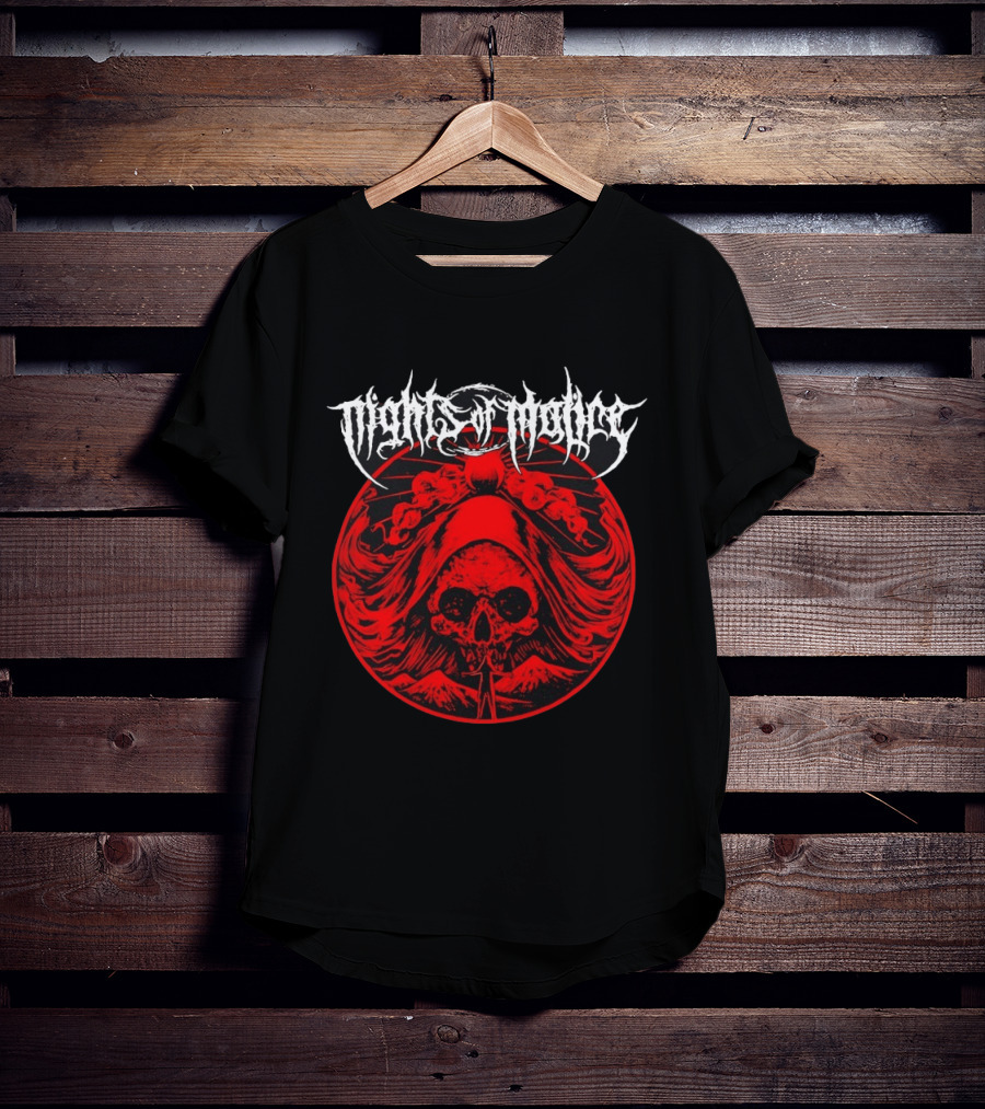 Nights Of Malice Near Death Skull Art Dark Red T-Shirt