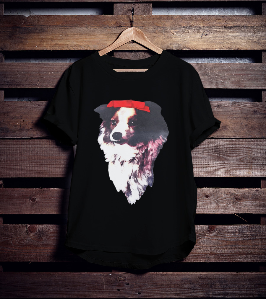 Sabrina Carpenter Collie Dog With Red Bow T-Shirt