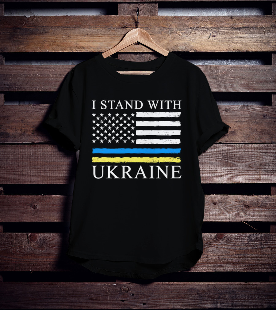 I Stand With Ukraine USA Flag Support T-Shirt