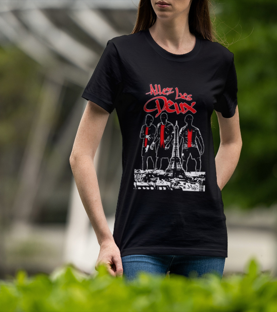 Allez Les Deux Paris Football Team Spirit Enthusiast's Red And White Players T-Shirt