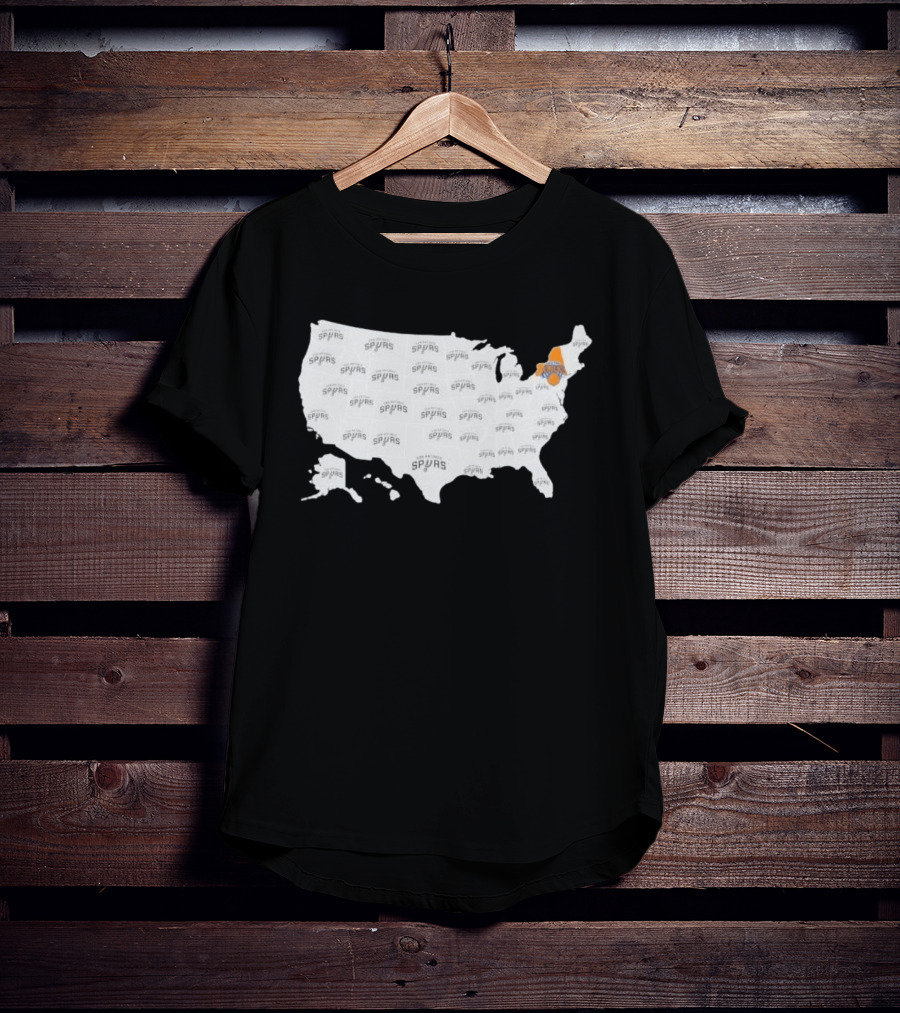 America Spurs New York Knicks US Map Basketball Team Representation T-Shirt