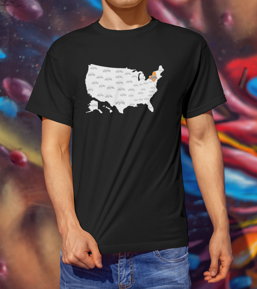 America Spurs New York Knicks US Map Basketball Team Representation T-Shirt