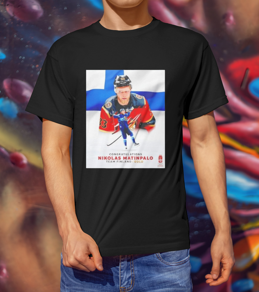 Congratulations Nikolas Matinpalo Team Finland Gold Finnish Flag Ice Hockey Celebration T-Shirt