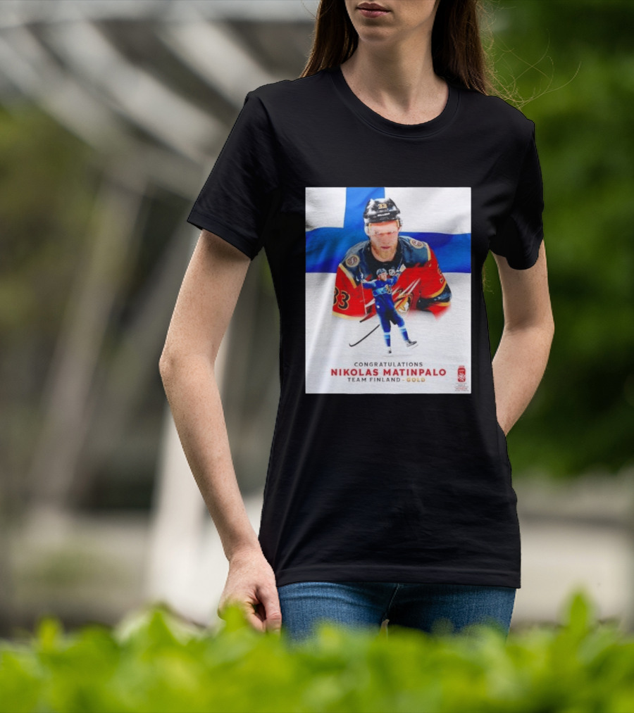 Congratulations Nikolas Matinpalo Team Finland Gold Finnish Flag Ice Hockey Celebration T-Shirt