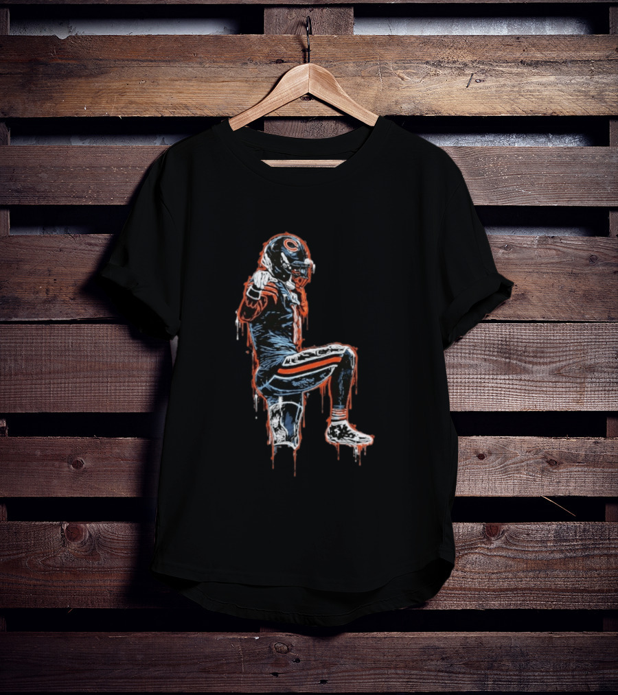 DC4L Custom Crane Stance Kneeling Football Player Streaking Drips T-Shirt