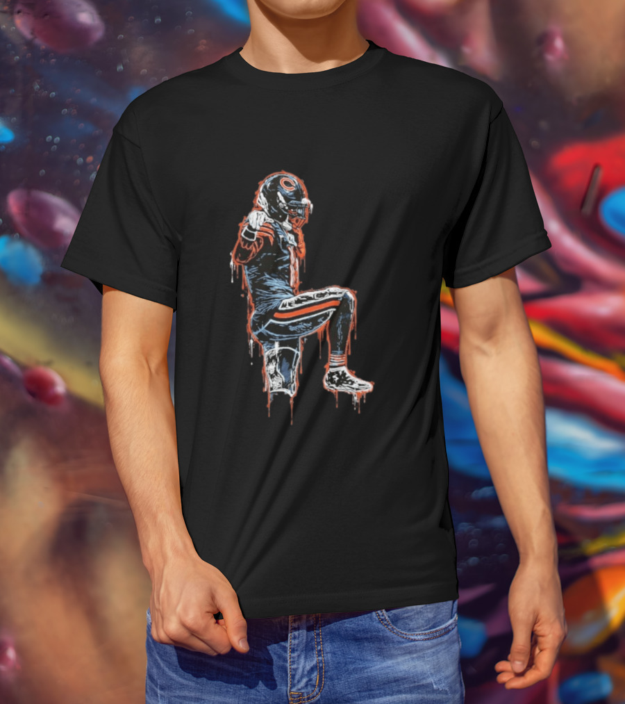 DC4L Custom Crane Stance Kneeling Football Player Streaking Drips T-Shirt