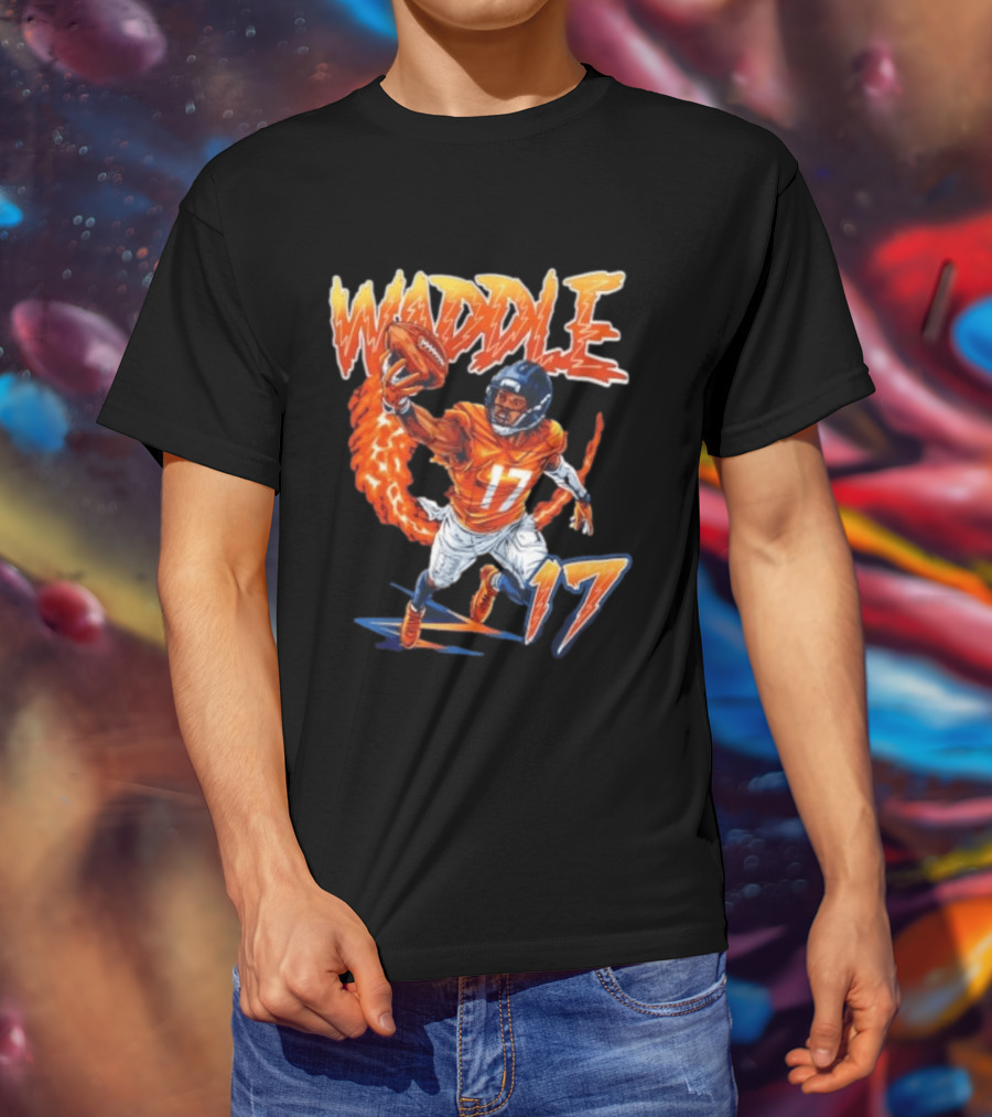 Waddle 17 Football Catch Orange And Blue Player T-Shirt
