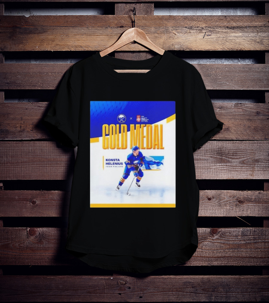 Konsta Helenius Team Finland 2023 Gold Medal Hockey T-Shirt