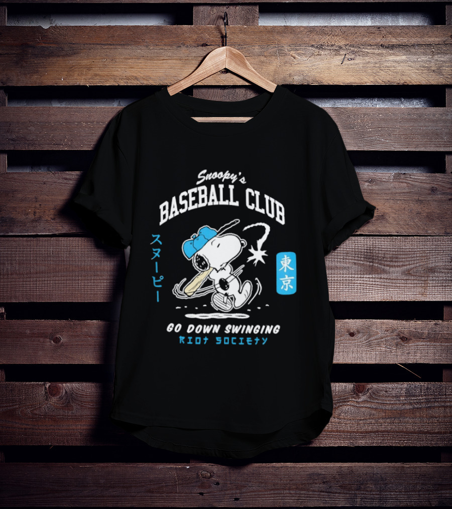 Snoopy Baseball Club Tokyo Go Down Swinging Riot Society T-Shirt