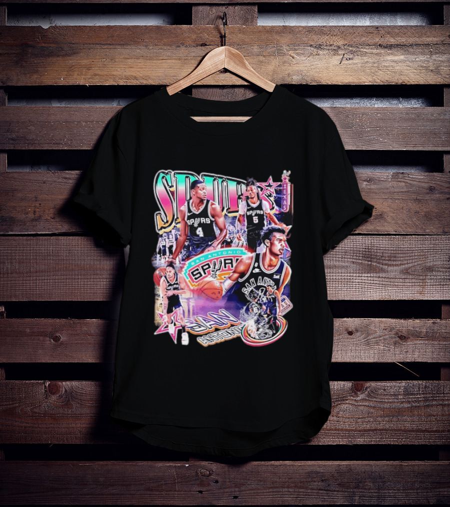 Spurs San Antonio Texas Basketball Players Collage T-Shirt