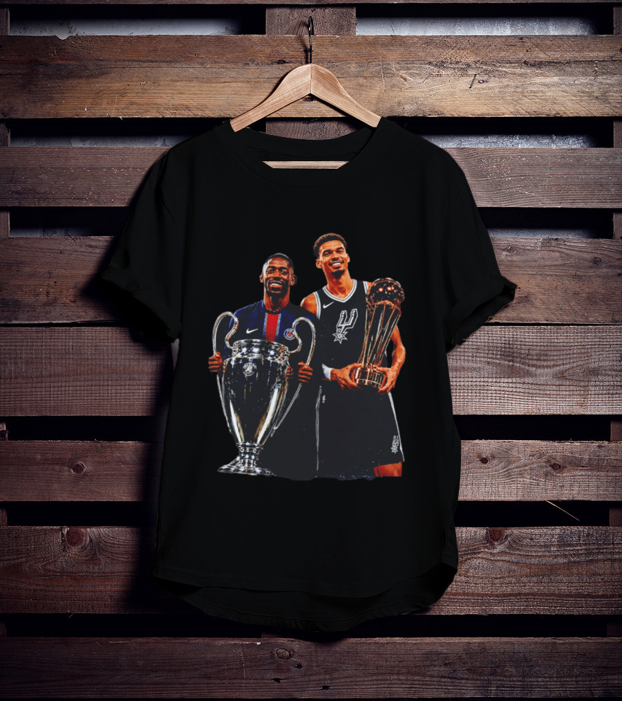 Ousmane Dembele PSG UEFA Champions League Victor Wembanyama San Antonio Spurs NBA Trophy T-Shirt
