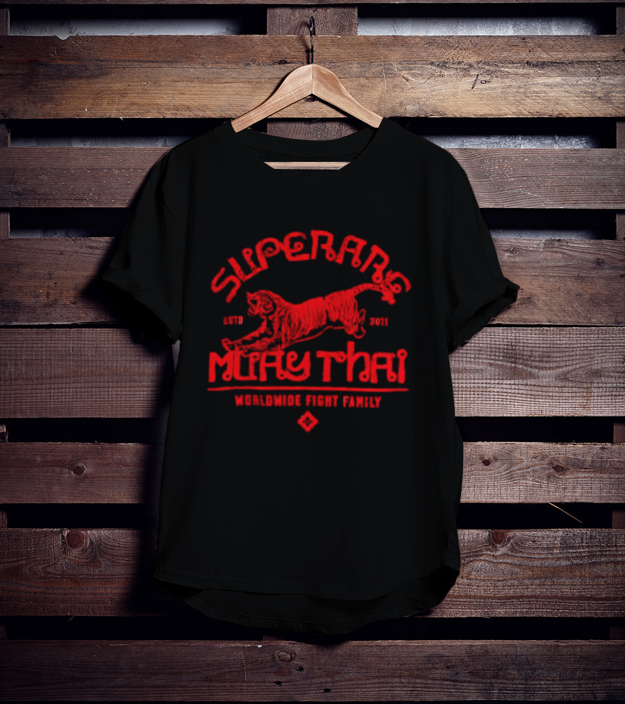 Superbon Muay Thai ESTD 2011 Worldwide Fight Family Red Tiger T-Shirt