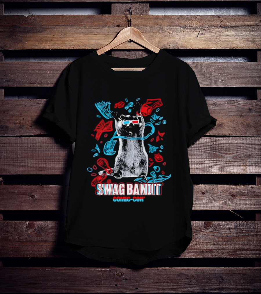 Swag Bandit Comic Con Raccoon 3D Glasses T-Shirt