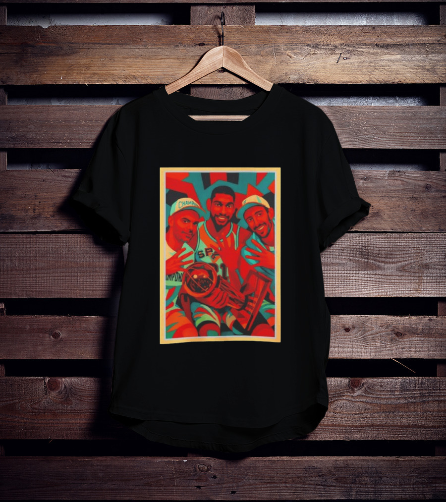 Champions Tim Duncan Spurs Teammates Trophy Victory Celebration T-Shirt