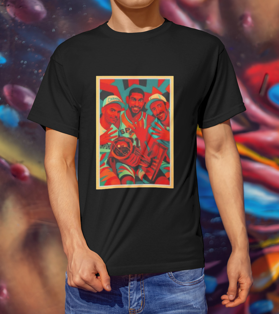 Champions Tim Duncan Spurs Teammates Trophy Victory Celebration T-Shirt