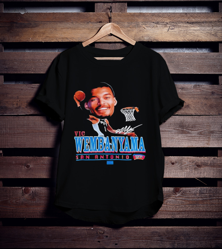 Vic Wembanyama Dunking San Antonio Spurs Autograph T-Shirt