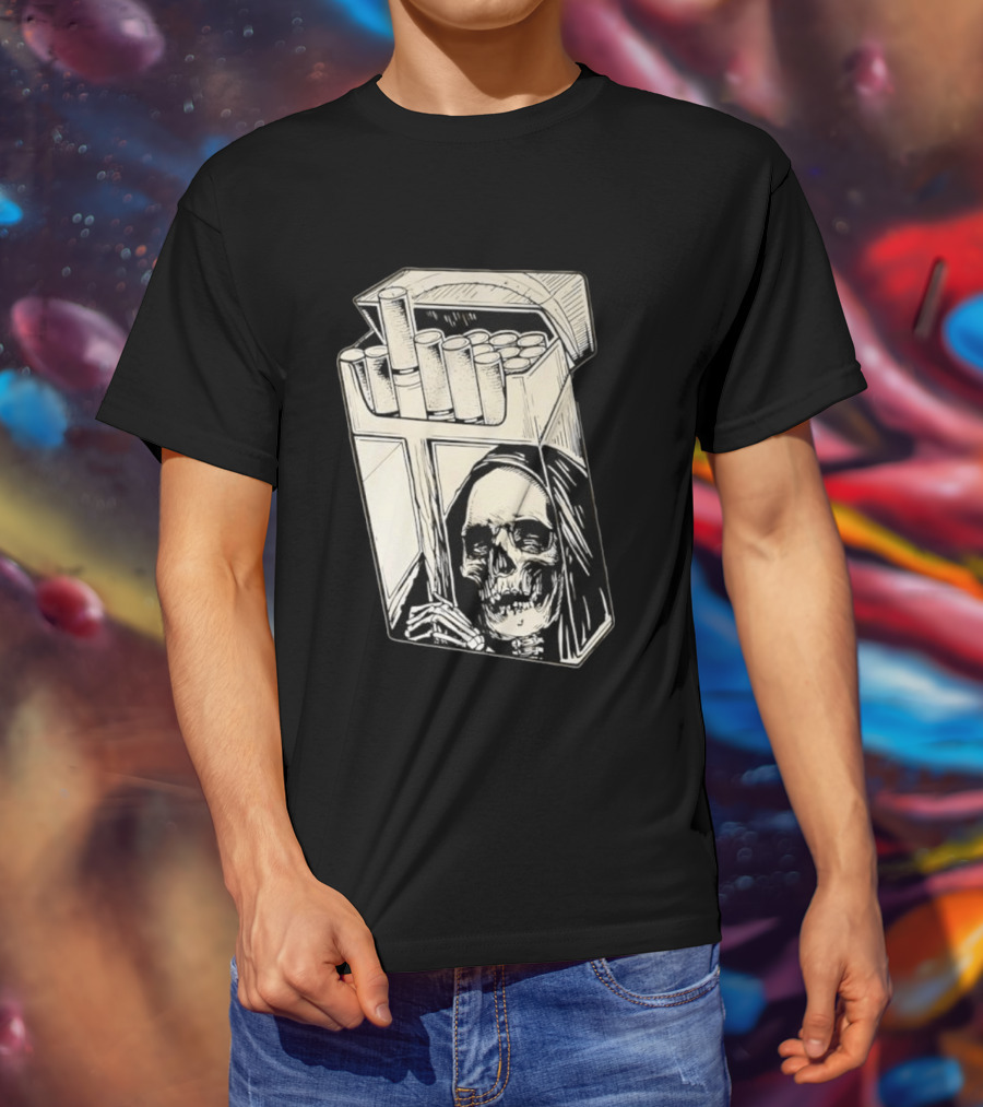 Grim Reaper Smoking Cigarette Pack T-Shirt
