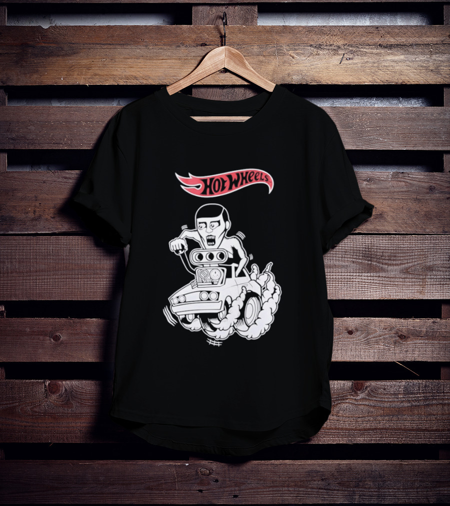 Hot Wheels Racing Car Driver Black Flame T-Shirt