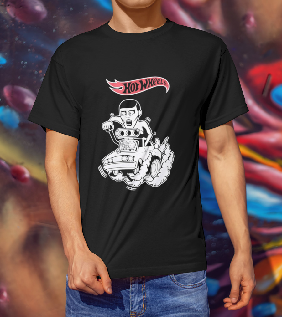 Hot Wheels Racing Car Driver Black Flame T-Shirt