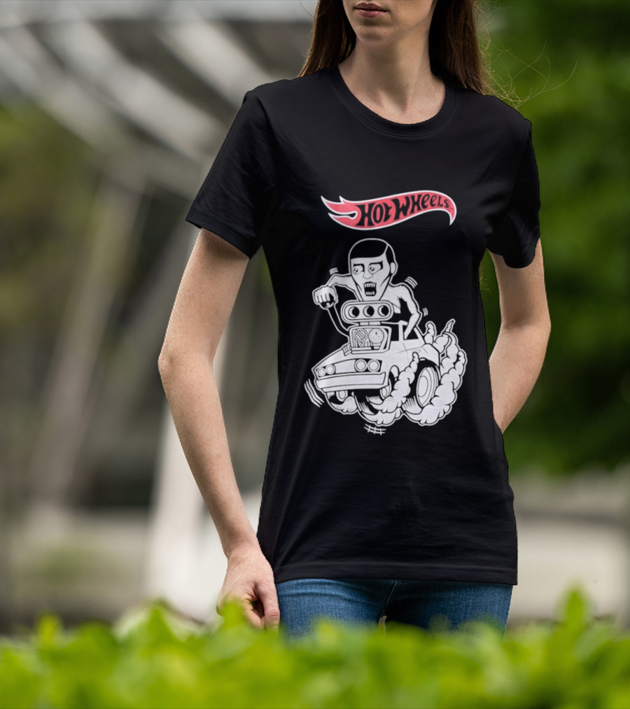 Hot Wheels Racing Car Driver Black Flame T-Shirt