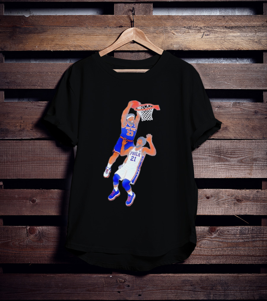 Pixel Art Basketball Dunk Mitchell Robinson New York 23 Joel Embiid PHILA 21 T-Shirt