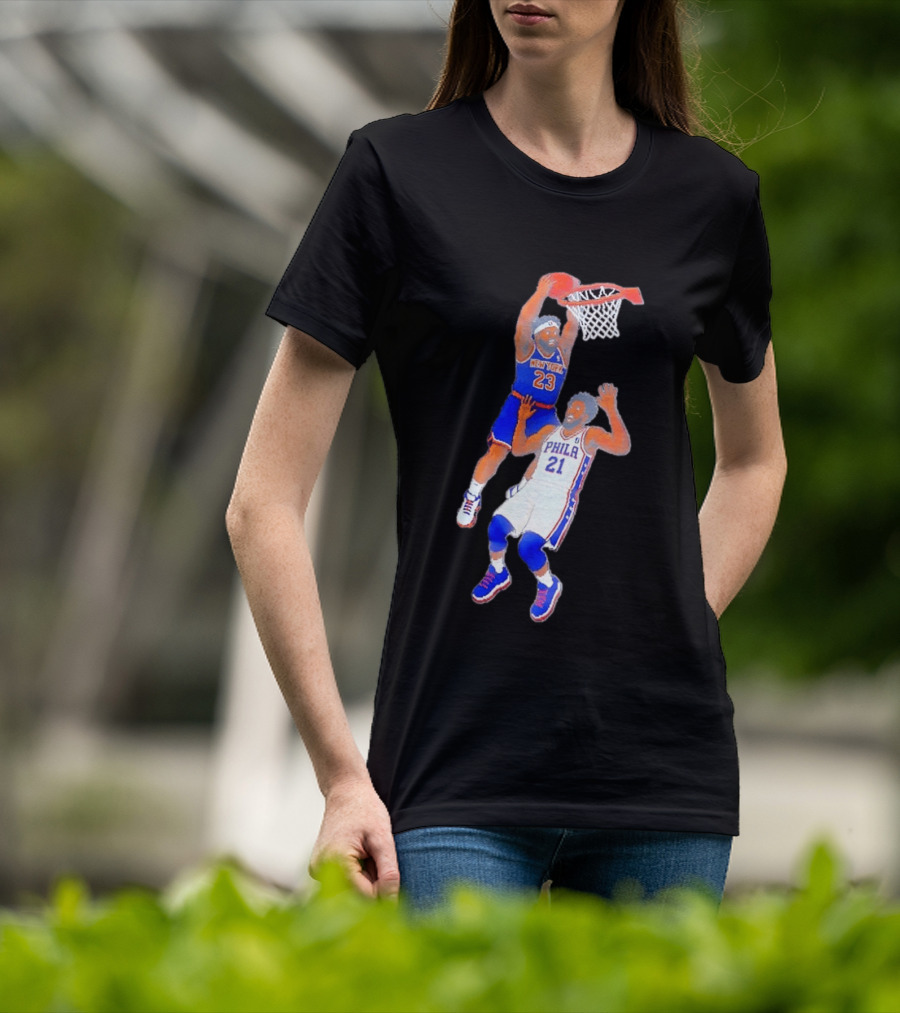 Pixel Art Basketball Dunk Mitchell Robinson New York 23 Joel Embiid PHILA 21 T-Shirt
