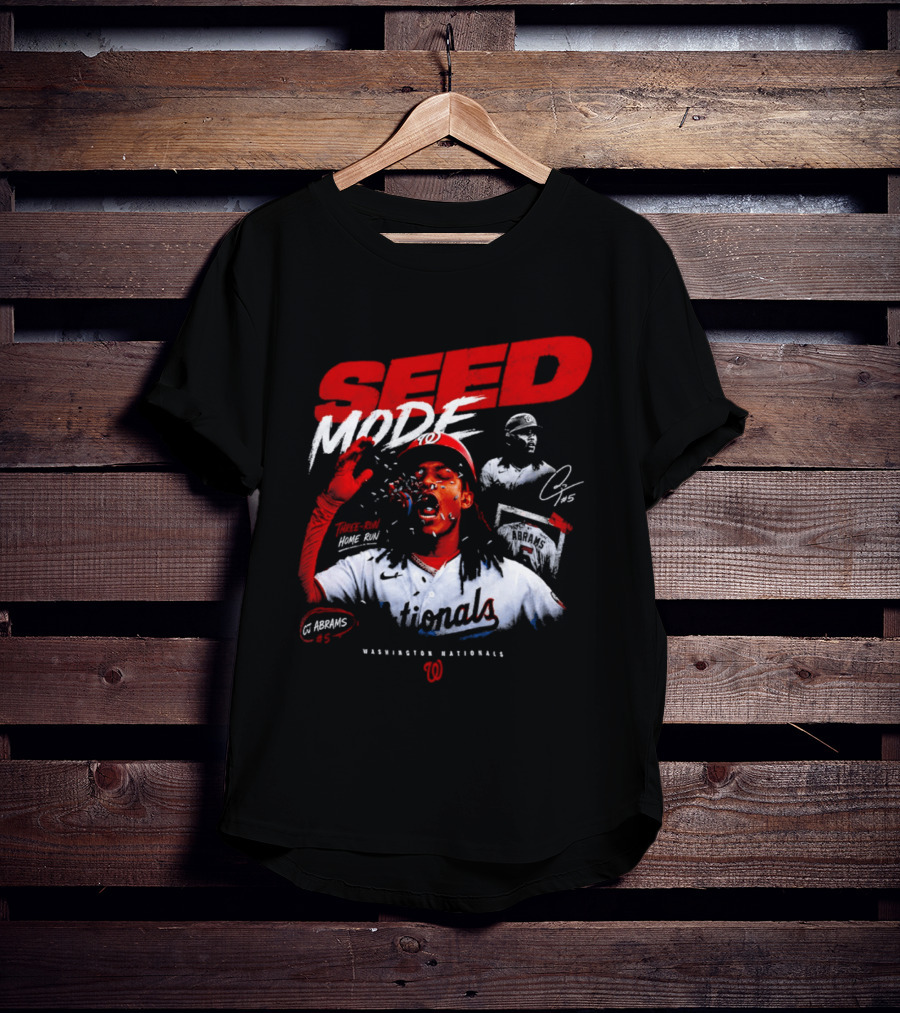 CJ Abrams Washington Nationals Seed Mode Baseball MLB Player Number 5 T-Shirt
