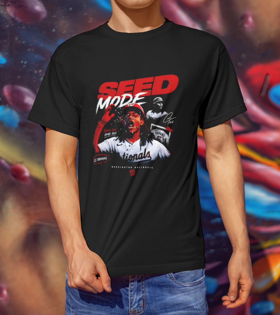 CJ Abrams Washington Nationals Seed Mode Baseball MLB Player Number 5 T-Shirt