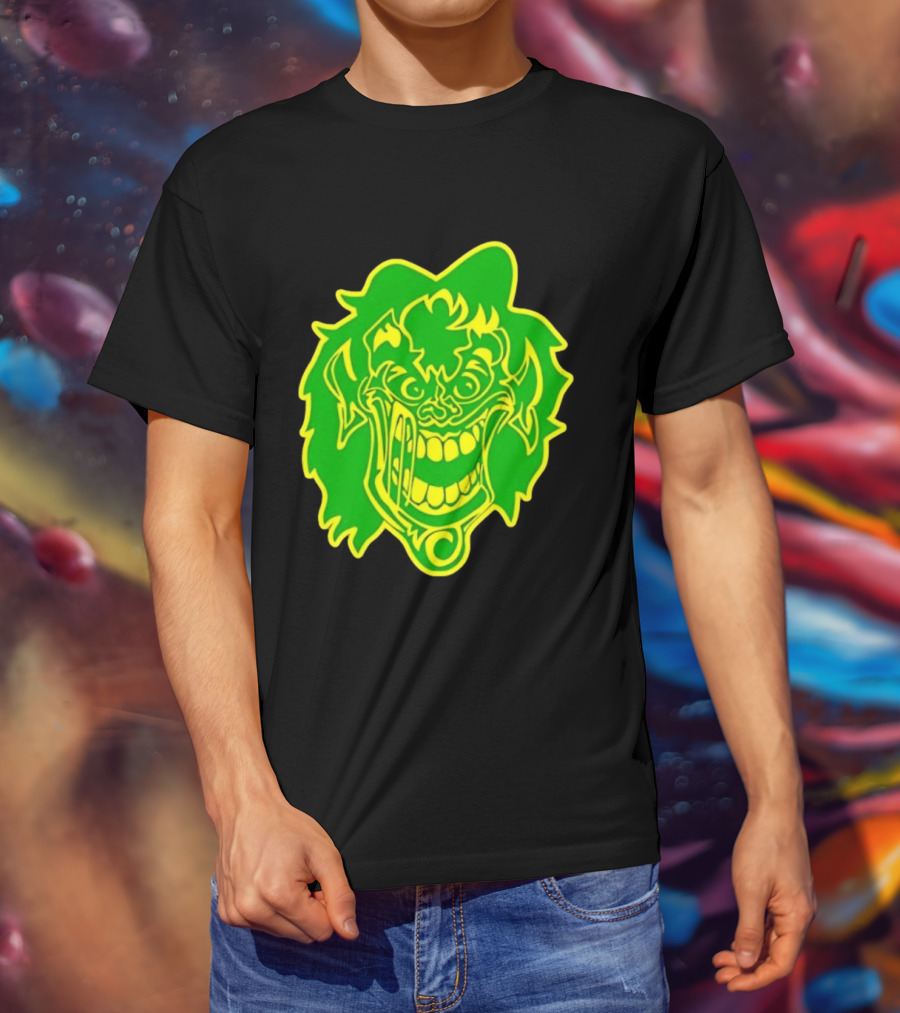 Insane Clown Posse Hatchetman Wicked Clown Face Neon Green Yellow T-Shirt