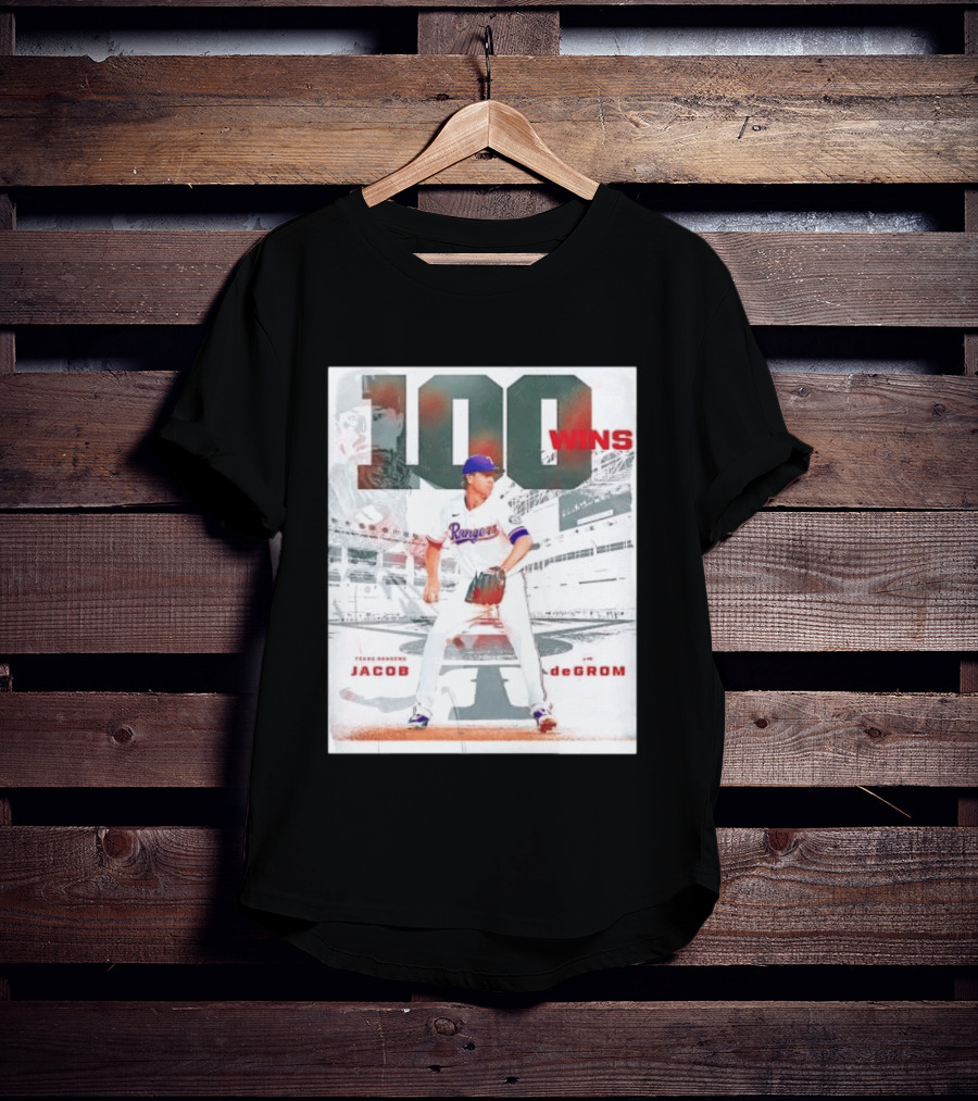 Texas Rangers Jacob DeGrom 100 Wins Achievement Baseball Celebration T-Shirt