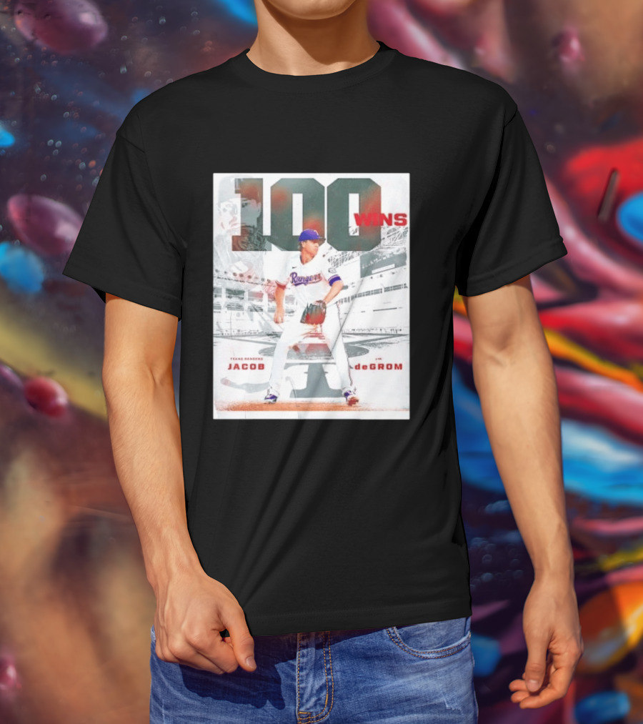 Texas Rangers Jacob DeGrom 100 Wins Achievement Baseball Celebration T-Shirt