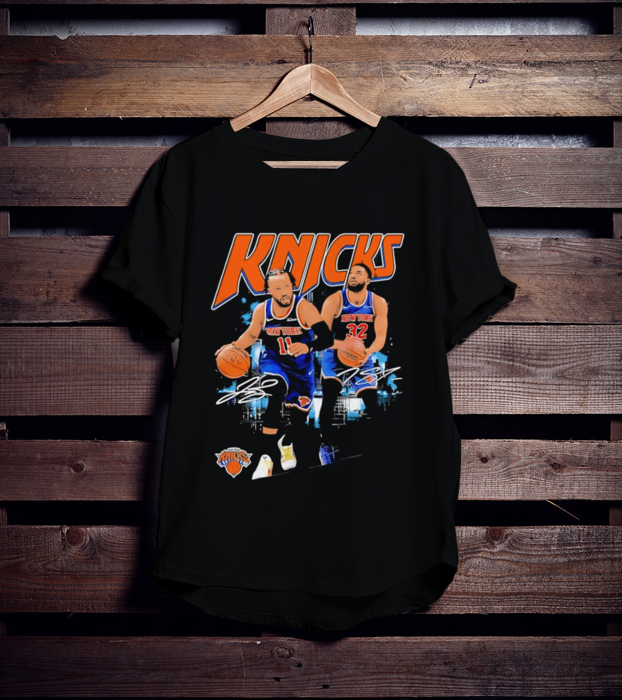 New York Knicks Jalen Brunson 11 Karl Anthony Towns 32 Dribbling Skills T-Shirt