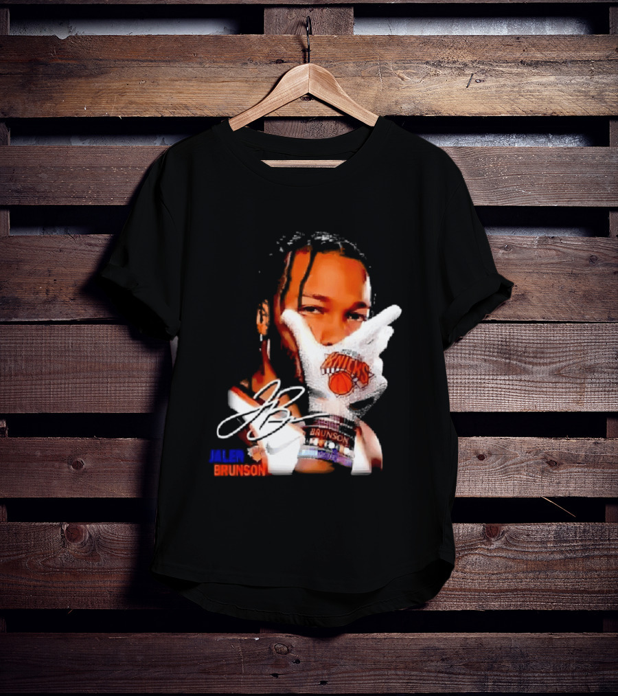Jalen Brunson Knicks Gesture With Glove And JB Signature T-Shirt