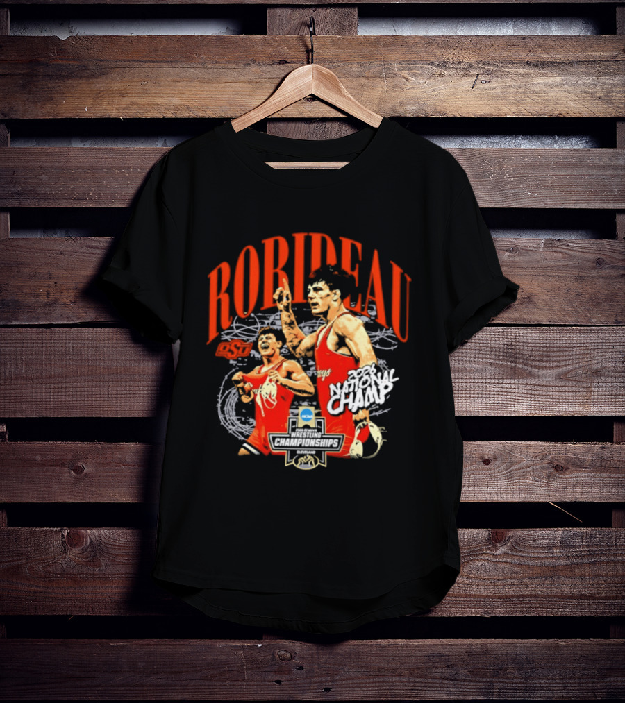 Landon Robideau Oklahoma State Wrestling 2026 National Champ Robideau NCAA T-Shirt