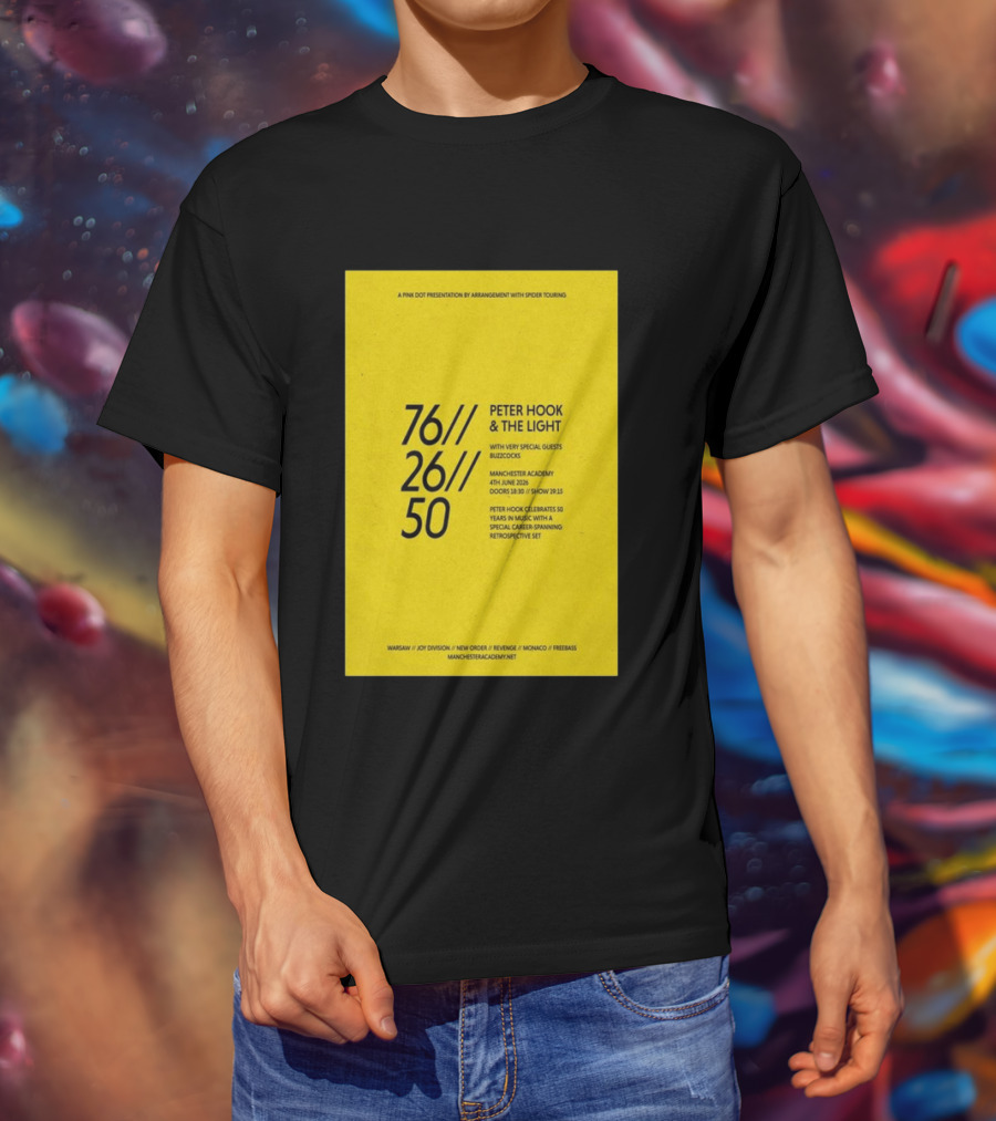 Peter Hook & The Light 76 26 50 Manchester Academy Buzzcocks Retrospective Set T-Shirt