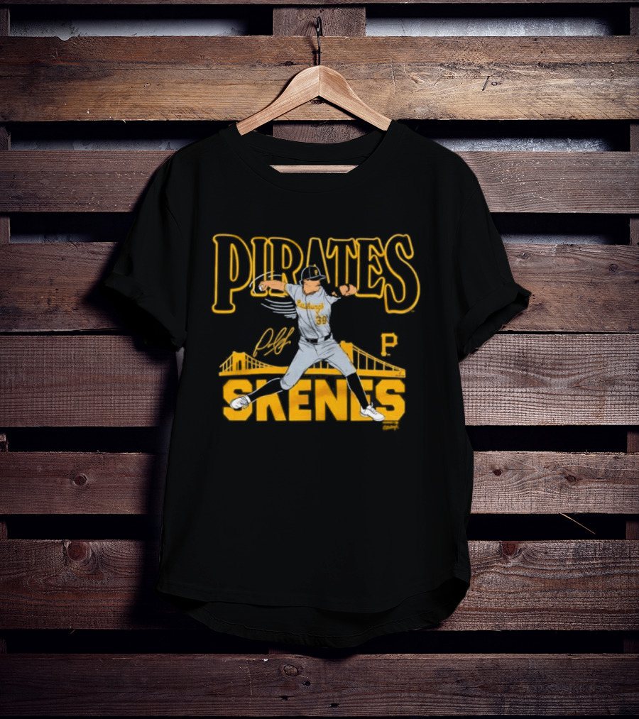 Pittsburgh Pirates Paul Skenes Signature Bridge T-Shirt