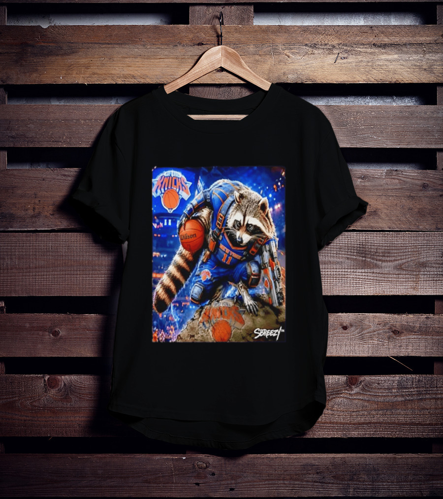 Rocket Raccoon New York Knicks NBA Basketball 11 S Breezy Wilson T-Shirt