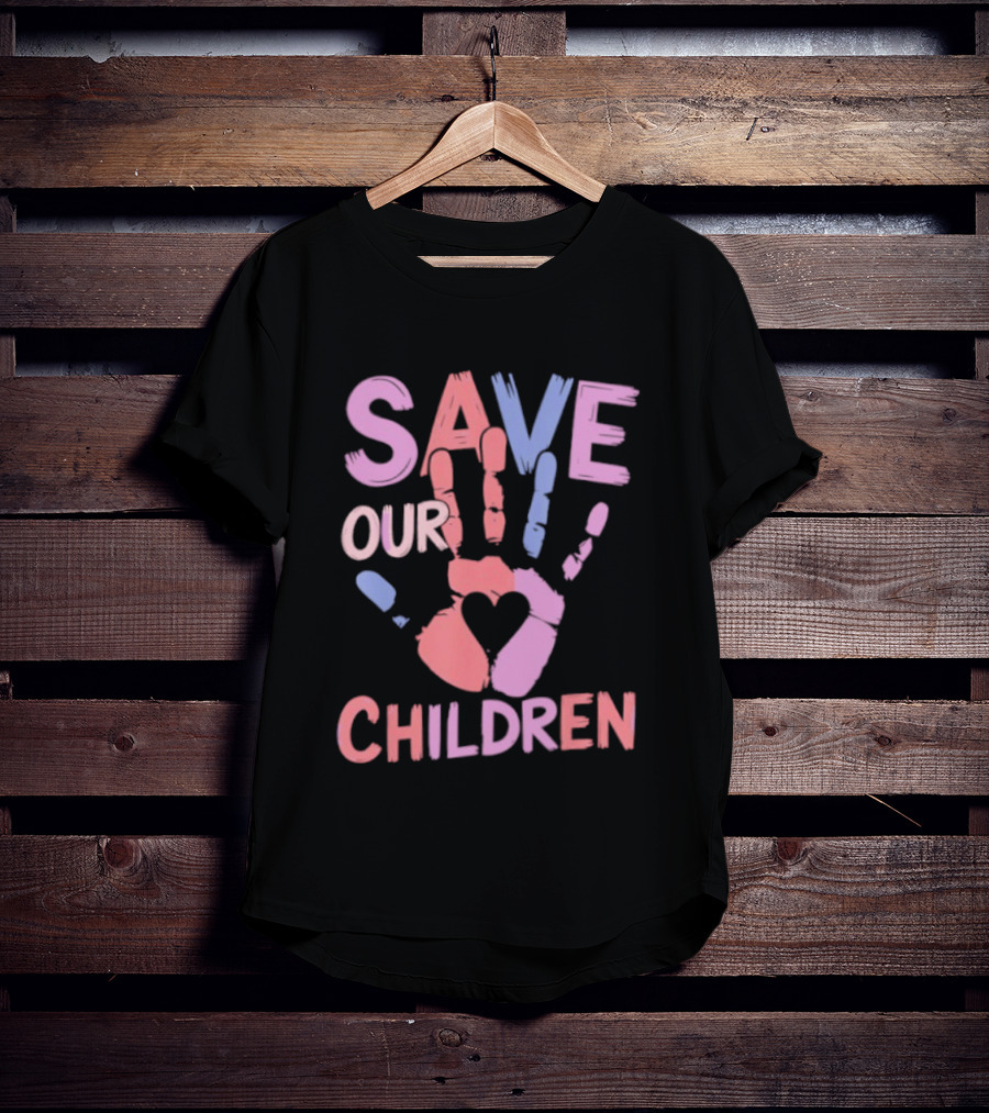 Save Our Children End Human Trafficking Awareness Handprint Heart T-Shirt