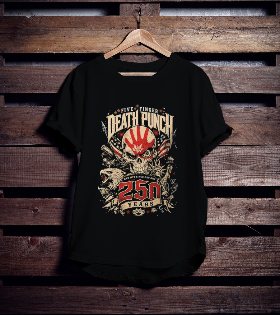 Five Finger Death Punch American Independence Day 250 Years Anniversary Skull Handprint T-Shirt