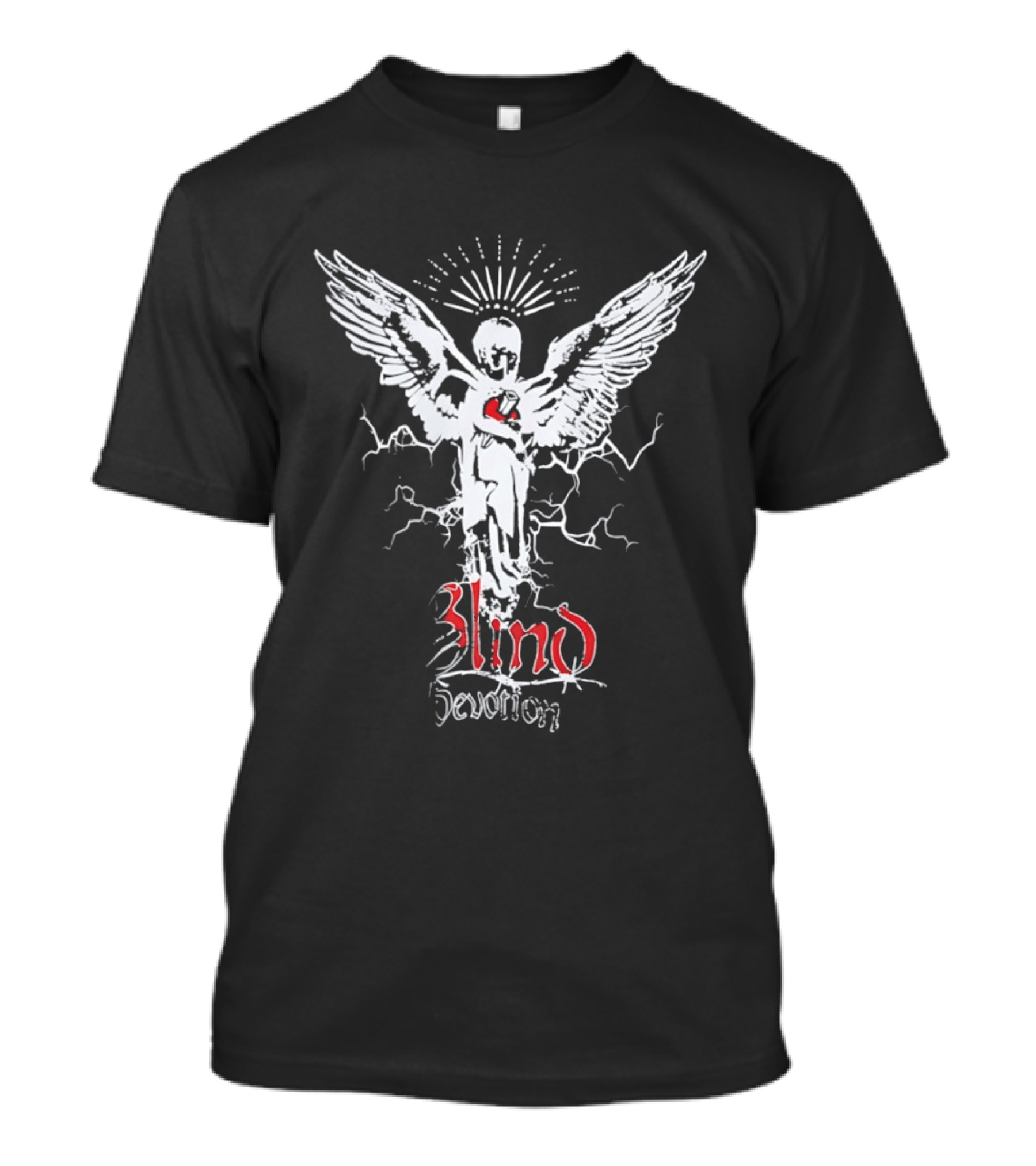 Blind Devotion Winged Angel With Sacred Heart And Halo T-Shirt