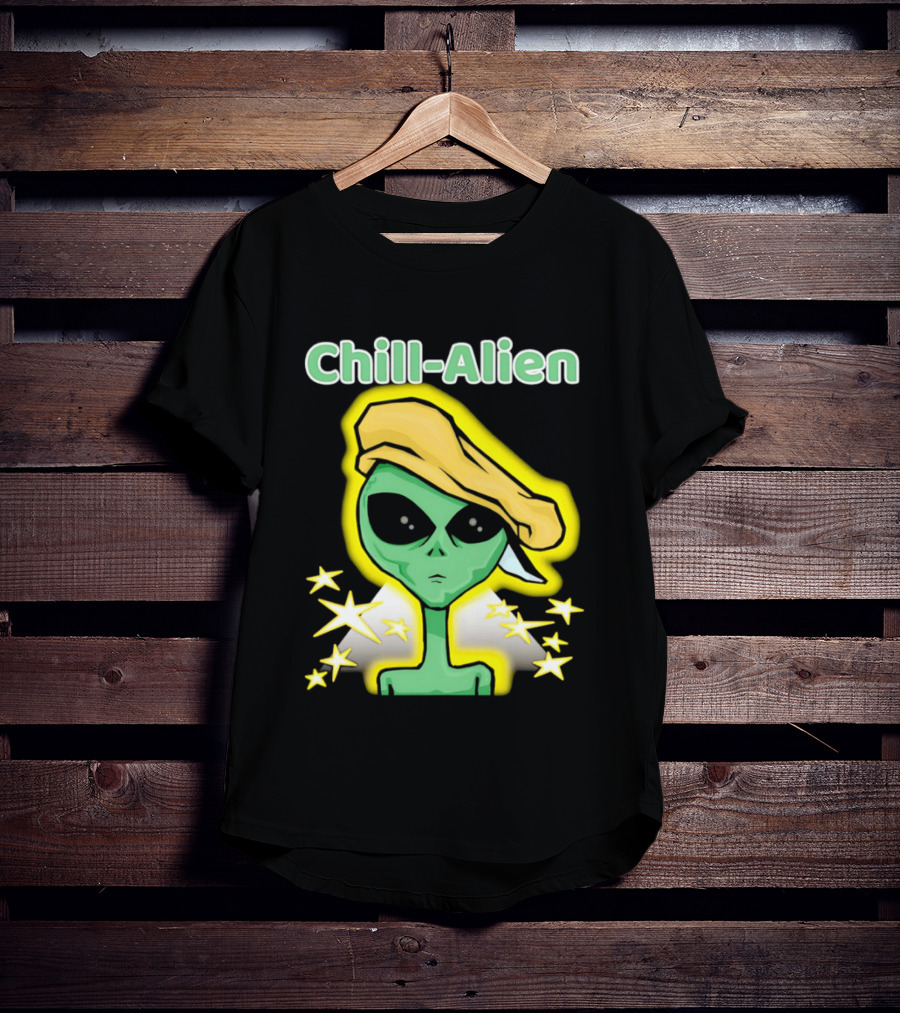 Chill Alien Beret Hat Stars Glow T-Shirt