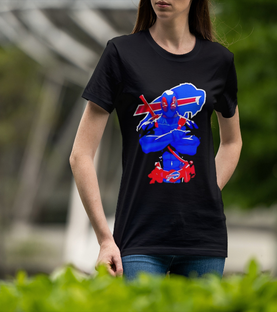 Deadpool Meditation Buffalo Bills Super Hero Football Fan T-Shirt
