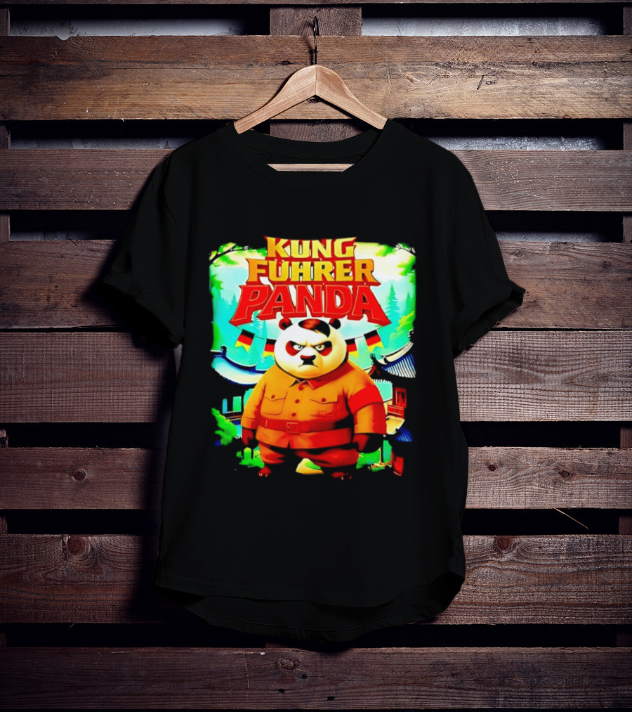 Kung Fuhrer Panda Military Styled Bear With Flags T-Shirt