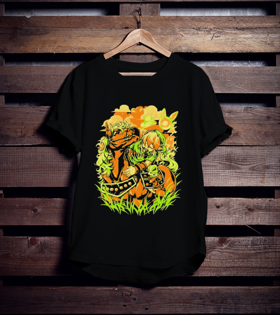 Legend Of Zelda Link And Epona Journey Through Hyrule Fields Adventure T-Shirt