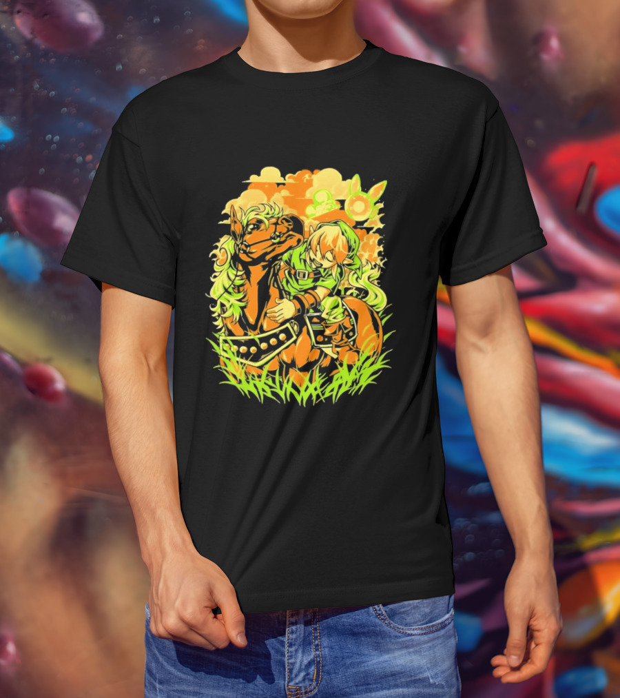 Legend Of Zelda Link And Epona Journey Through Hyrule Fields Adventure T-Shirt